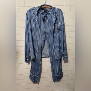 Blue Striped Sateen PJ Salvage Luxe Set